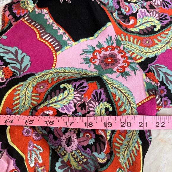 Rachel Zoe Cropped Wrap Top Collared Blouse Floral Black Boho Multi Size XL - Picture 6 of 8